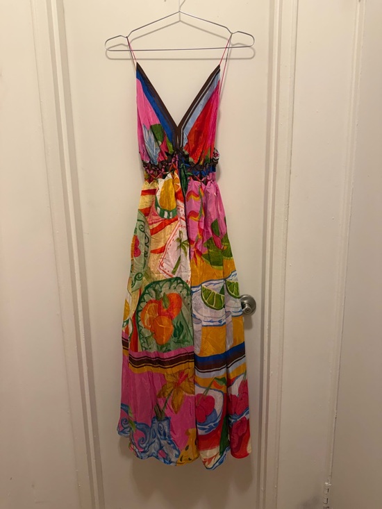 FARM Rio Dresses & Skirts - Farm Rio Vibrant Multi-Color Sundress with Plunge Neckline